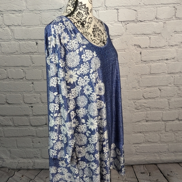 Lily Women's Long Sleeve Stretch Knit Floral Print Top Plus Size 4xl B15a - Picture 5 of 11